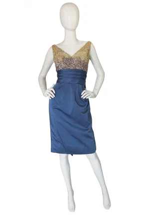 1950s Sequin and Silk Kay Selig Cocktail Dress