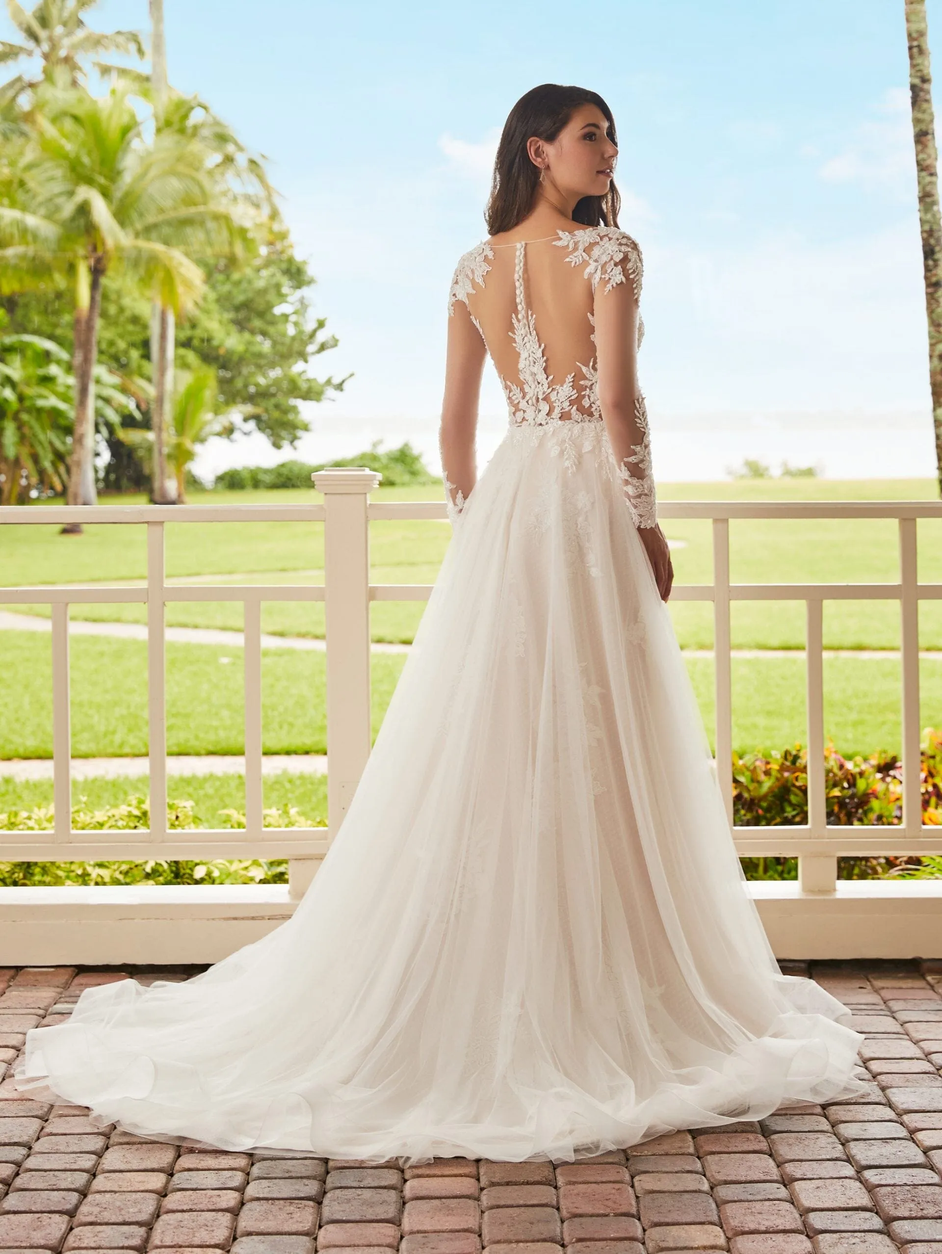 Applique Long Sleeve Bridal Gown by Adrianna Papell 31211