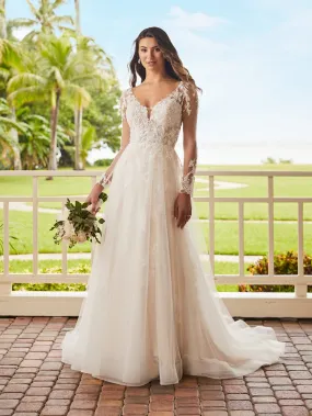 Applique Long Sleeve Bridal Gown by Adrianna Papell 31211