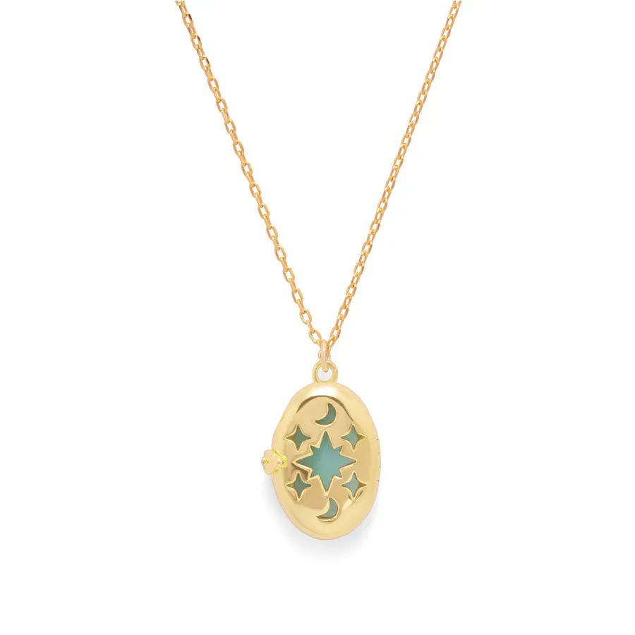 Aura Amazonite Gold Locket Necklace