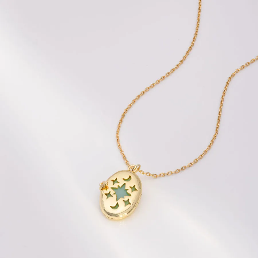 Aura Amazonite Gold Locket Necklace