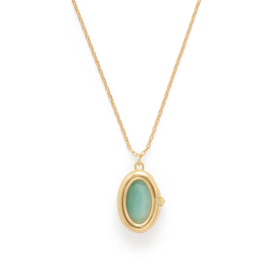 Aura Amazonite Gold Locket Necklace