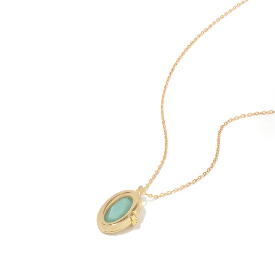 Aura Amazonite Gold Locket Necklace