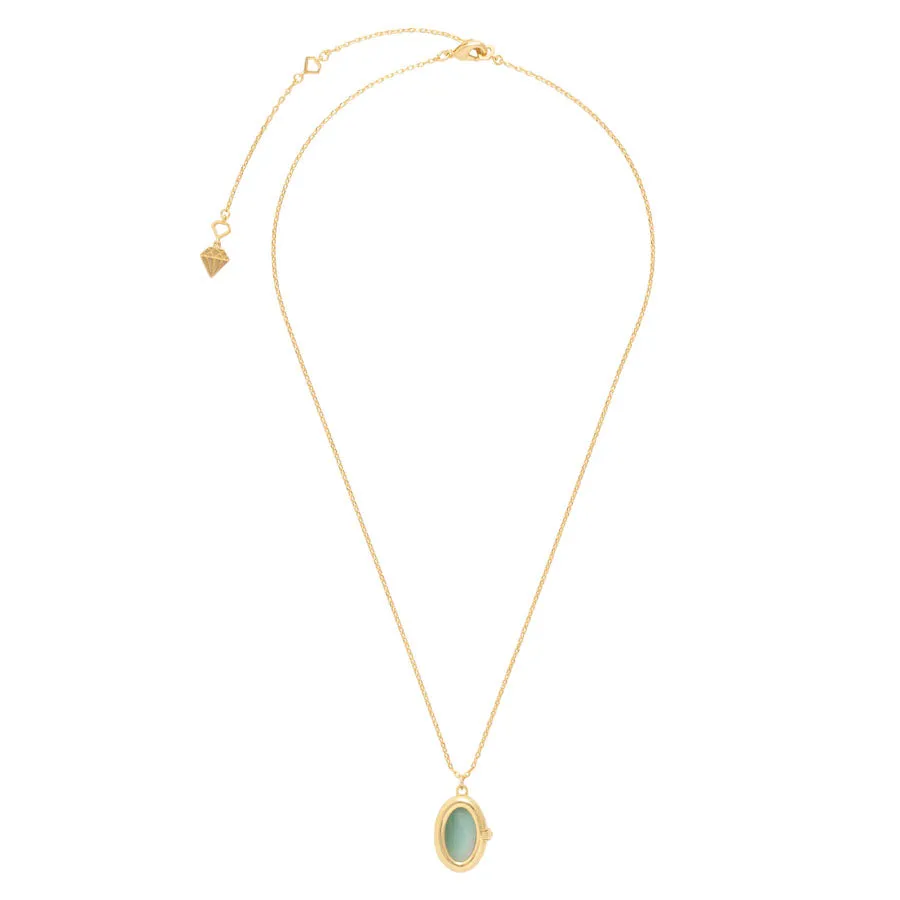 Aura Amazonite Gold Locket Necklace