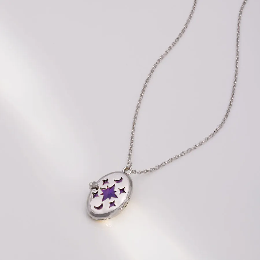 Aura Amethyst Silver Locket Necklace