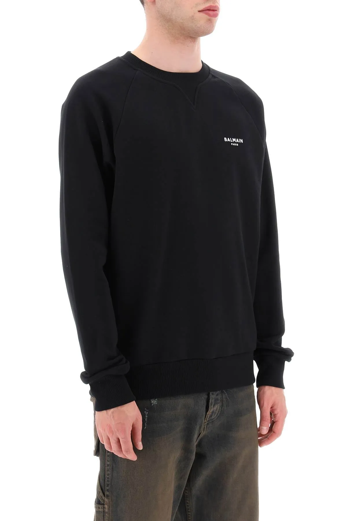 BALMAIN crew-neck sweatshirt with flocked logo