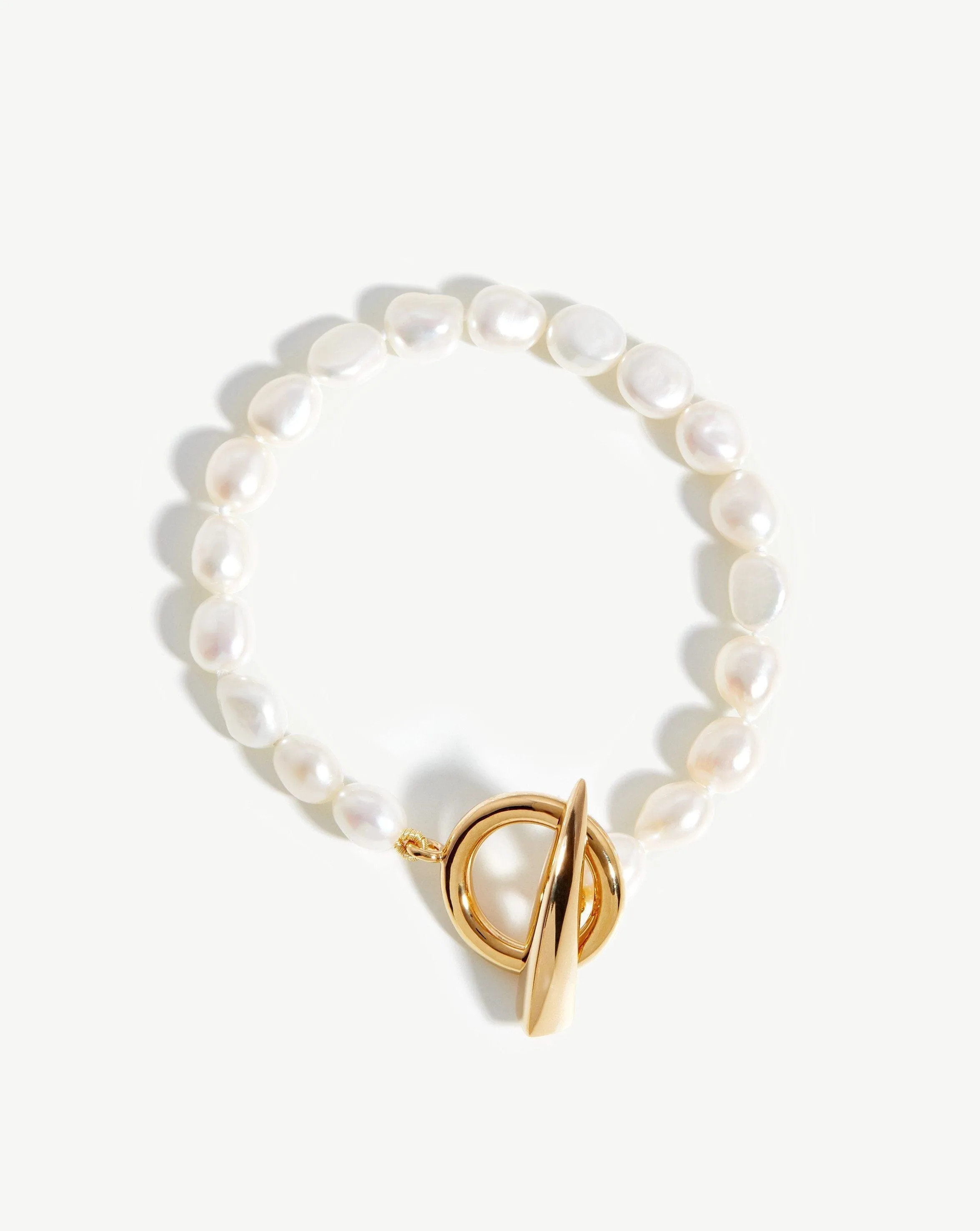 Baroque Pearl Claw T-Bar Bracelet | 18ct Gold Plated Vermeil/Pearl