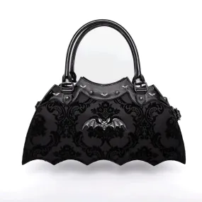 Black Damask Bat Shaped Crossbody Hand Bag