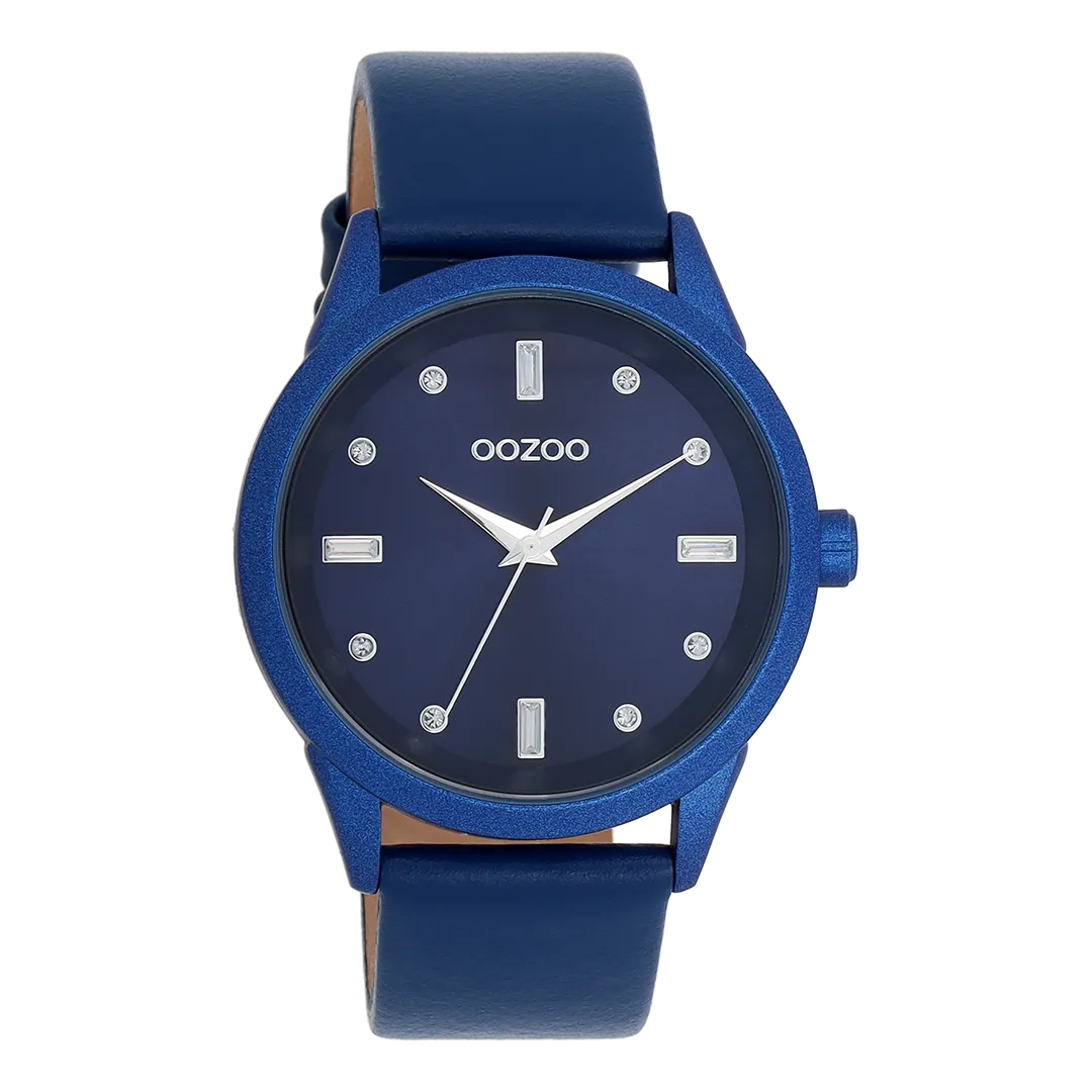 Blue OOZOO watch with blue leather strap - C11288