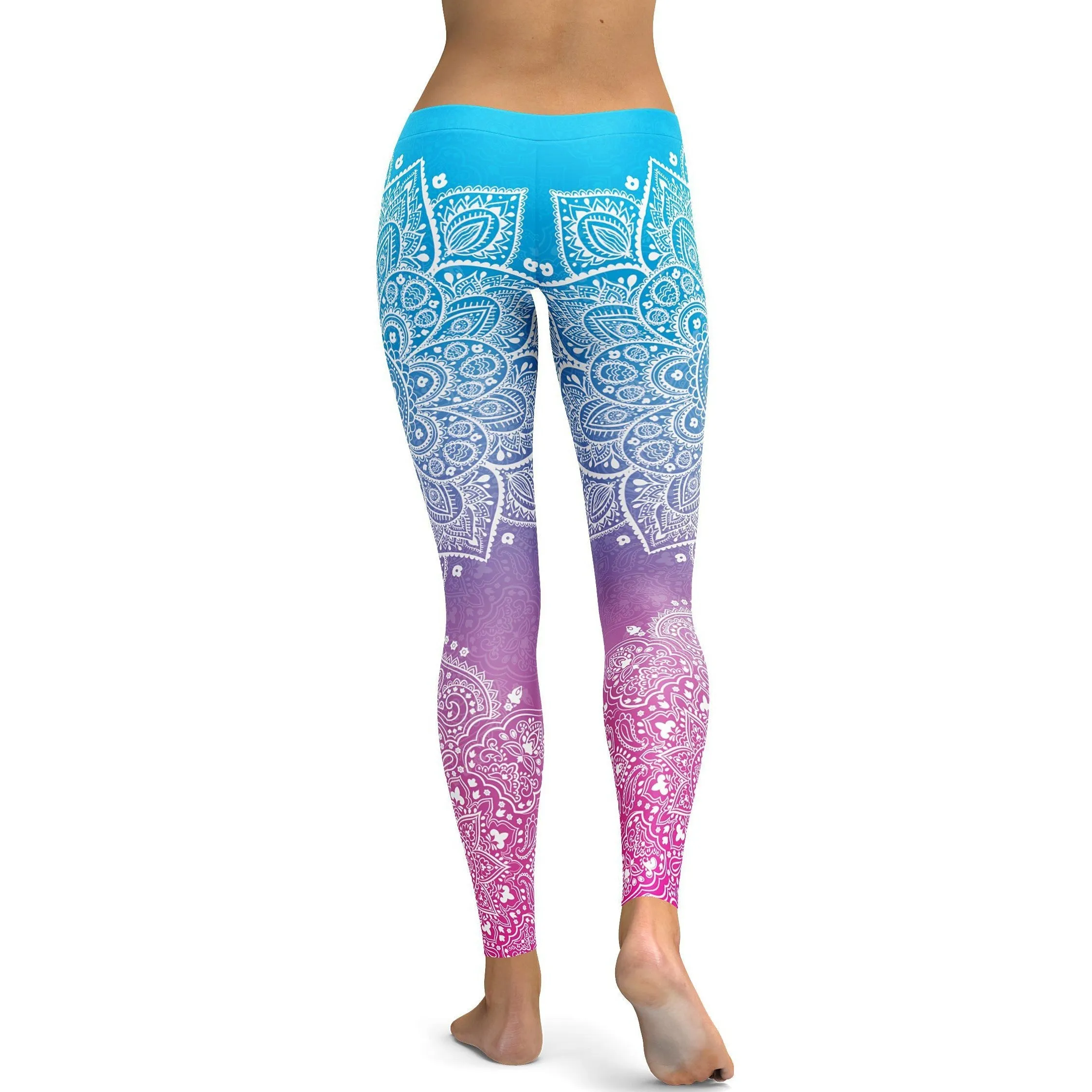 Blue to Pink Mandala Leggings