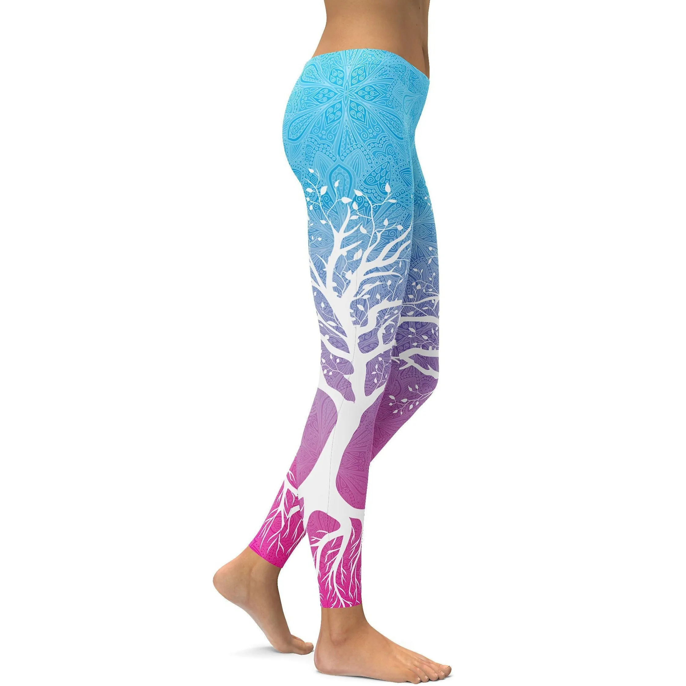 Blue to Pink Tree of Life Leggings