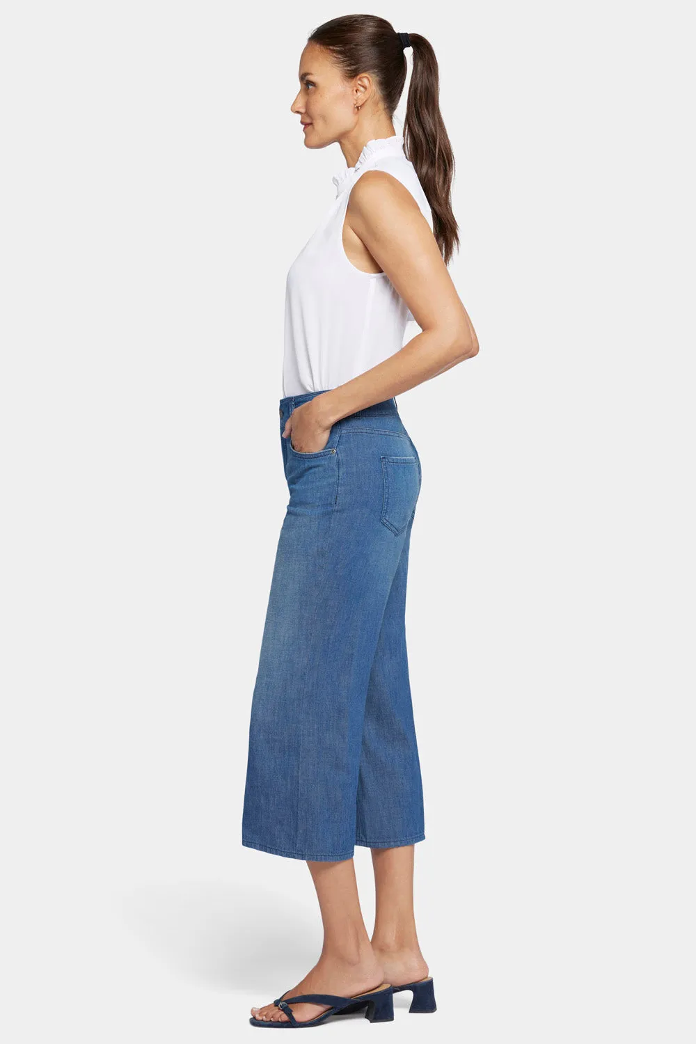 Brigitte Wide Leg Capri Jeans - Mission Blue