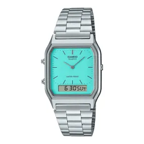 Casio Vintage Dual Sky Blue Dial Unisex Watch | AQ-230A-2A2MQYDF