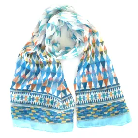 Diamond Pattern Scarf - Blue (50x180cm)