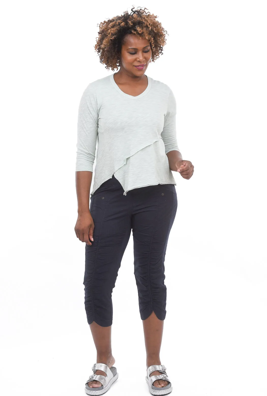 Easy Crossover Hem Tee, Grass