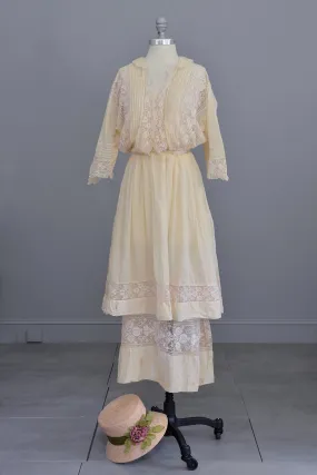 Edwardian Dress with Needlepoint Trim and Tiered Bell Skirt