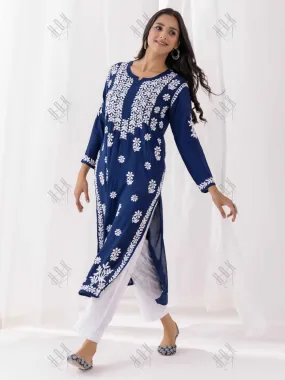 Fizaa chikankari Kurta in Modal cotton  Blue