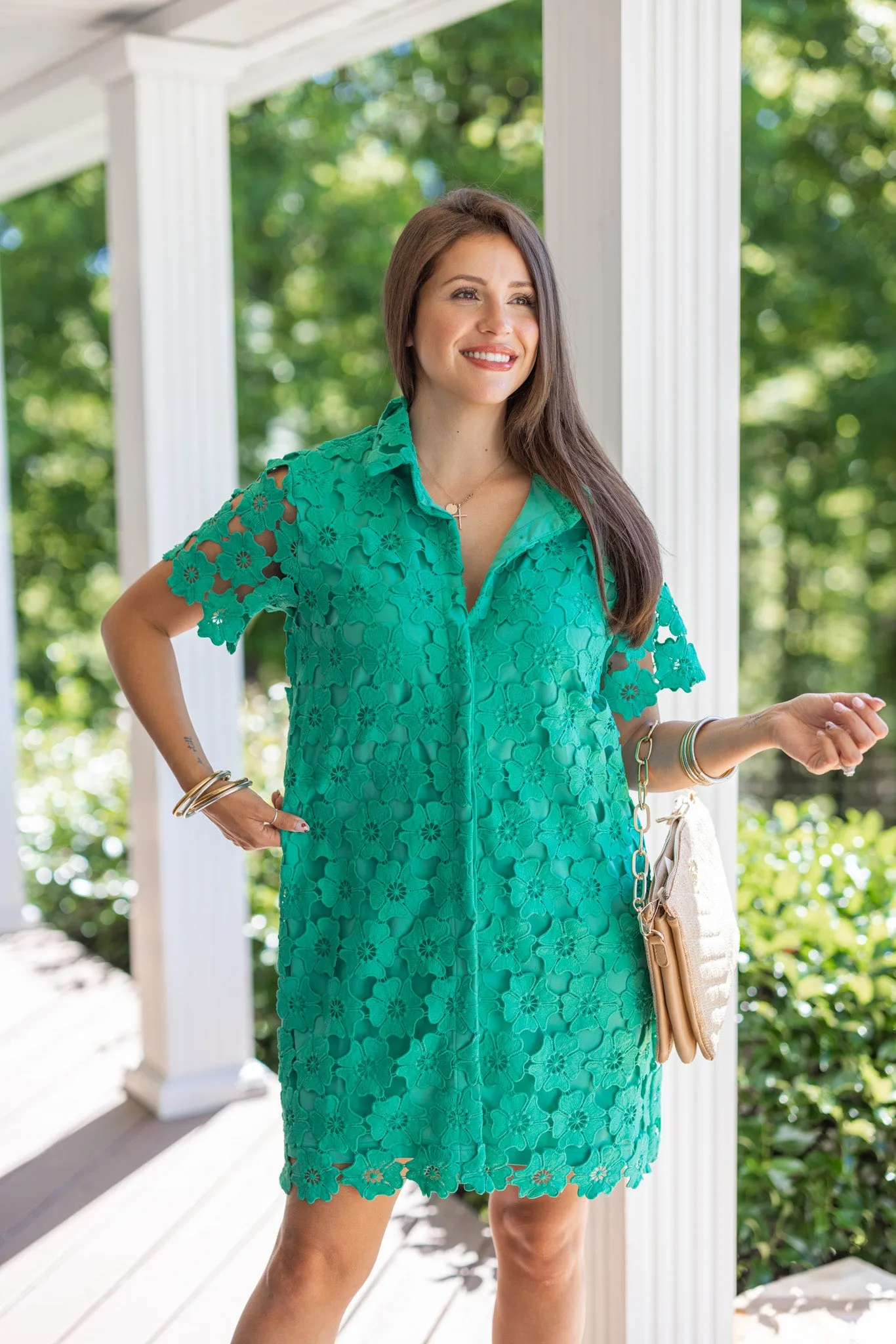 Floral Lace Green Dress