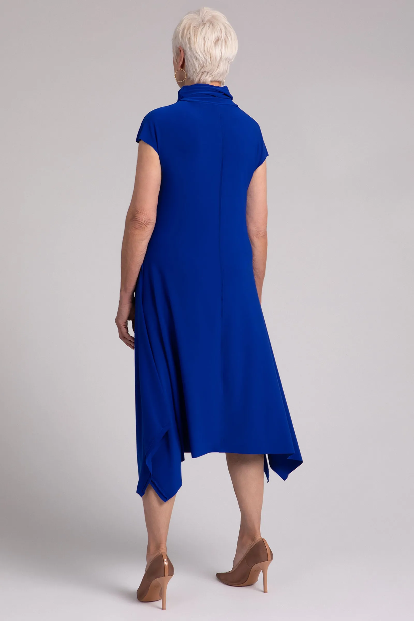 Flounce Funnel Neck Dress | Lapis