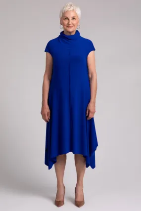 Flounce Funnel Neck Dress | Lapis