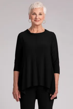 Flounce Top with Wide Funnel Collar | Black