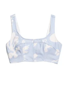 Frame Denim Seamed Denim Bustier Top - Tropical Chambray