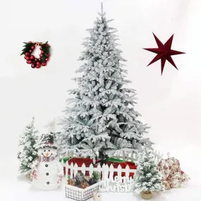 GDLF 6 FT Artificial Christmas Trees Flocked Snow Tree PE PVC 800 Tips in White and Green - Walmart.com