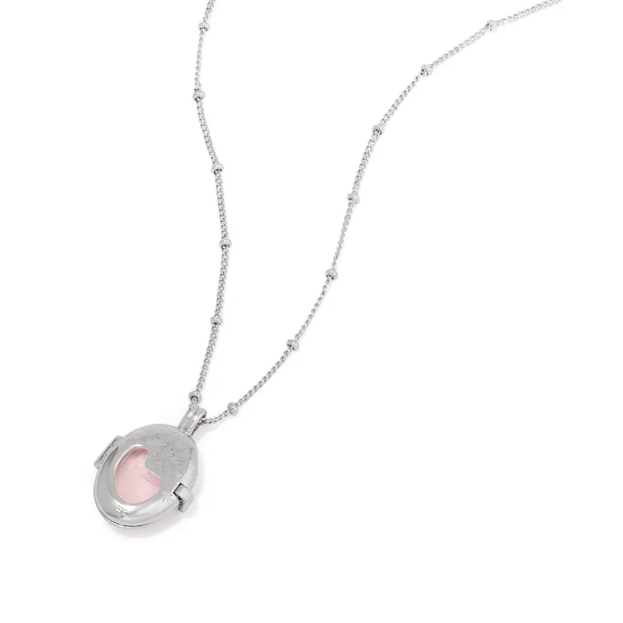 Healing Rose Quartz Silver Locket Necklace