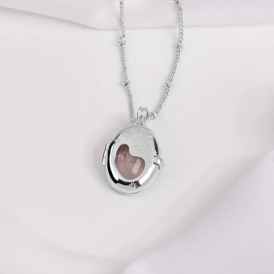 Healing Rose Quartz Silver Locket Necklace