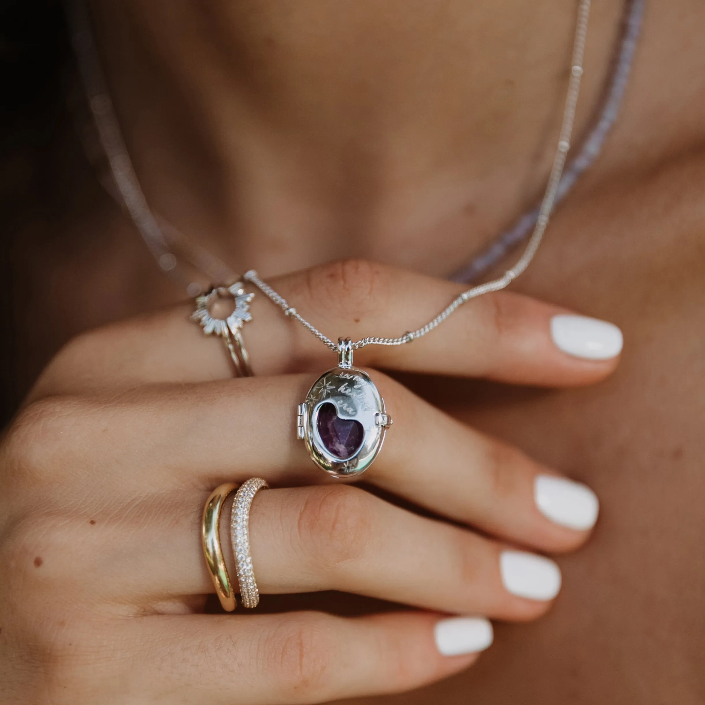 Healing Rose Quartz Silver Locket Necklace