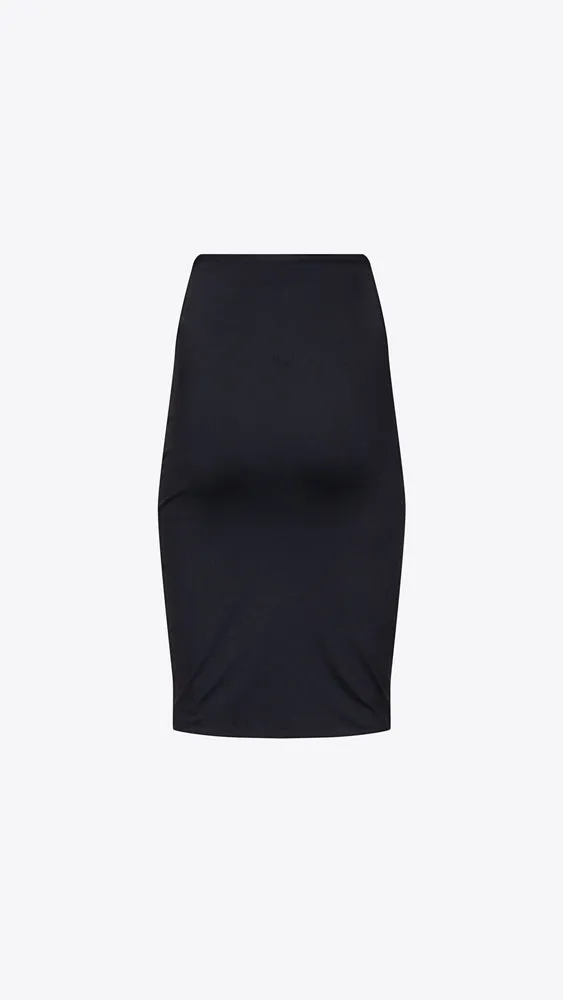 High Waist Slit Front Skirt - Black