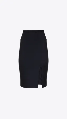 High Waist Slit Front Skirt - Black