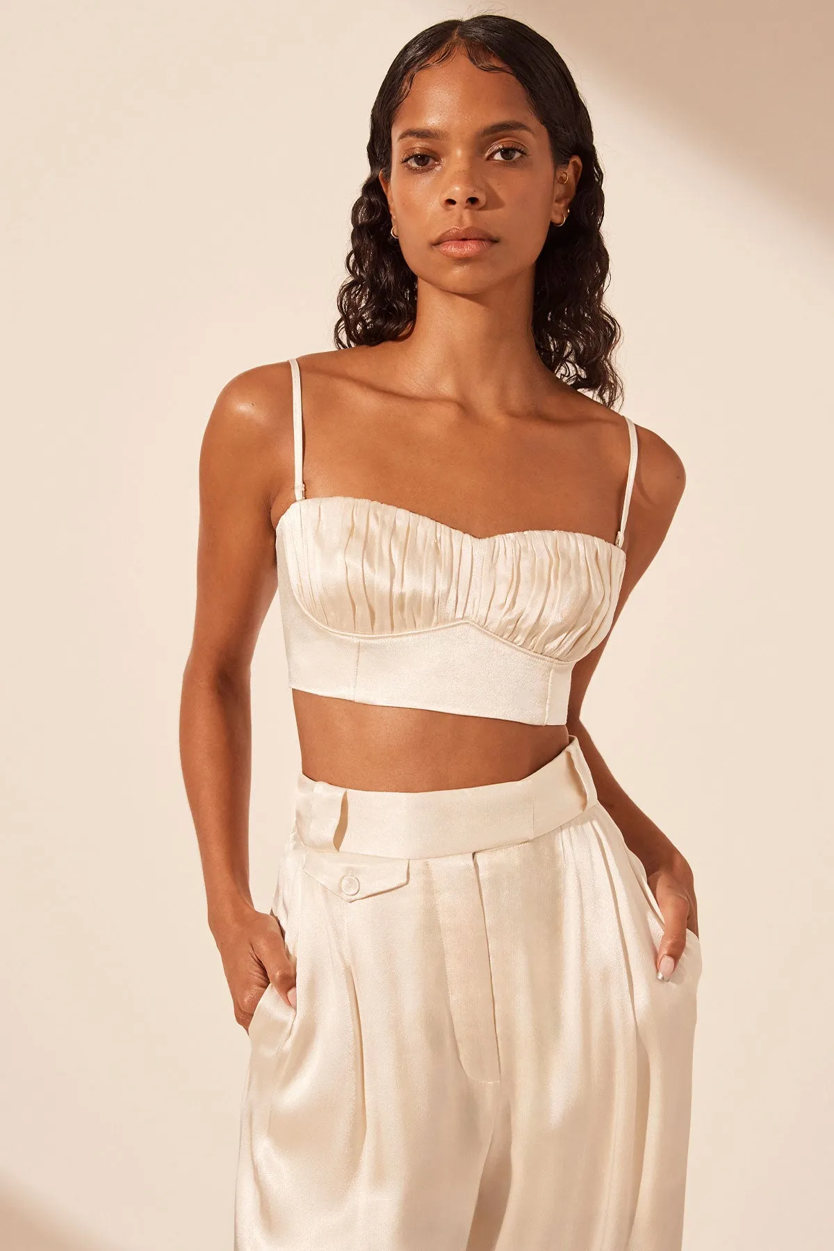 LA LUNE CORDED RUCHED BRALETTE - CREAM