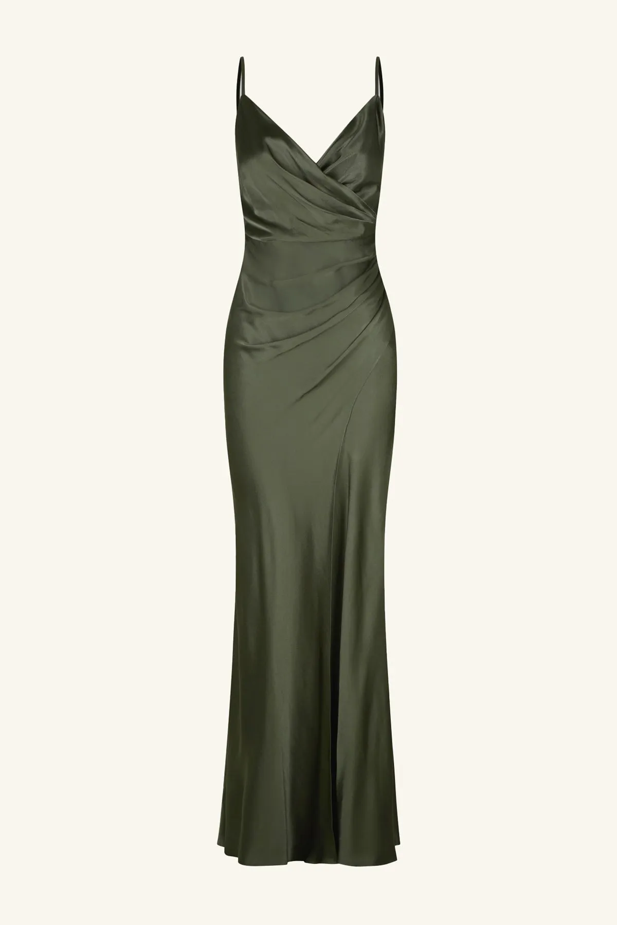 LA LUNE CROSS DRAPED MAXI DRESS - FOREST