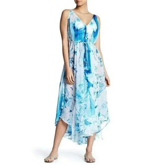 LA MODA Lux Hanky Hem Semi-sheer, Cover-up Beach Maxi Dress