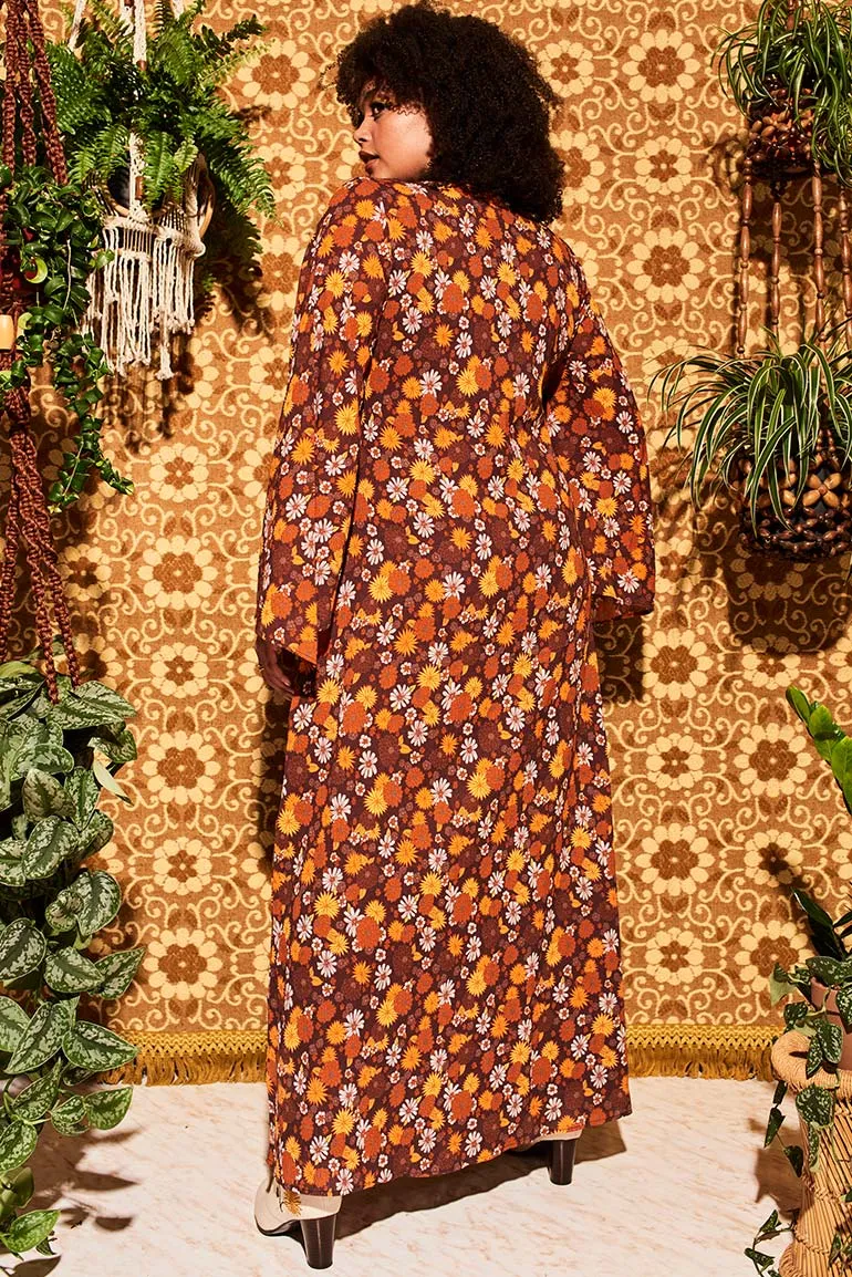 Lady Of The Canyon Brown Floral Maxi Dress