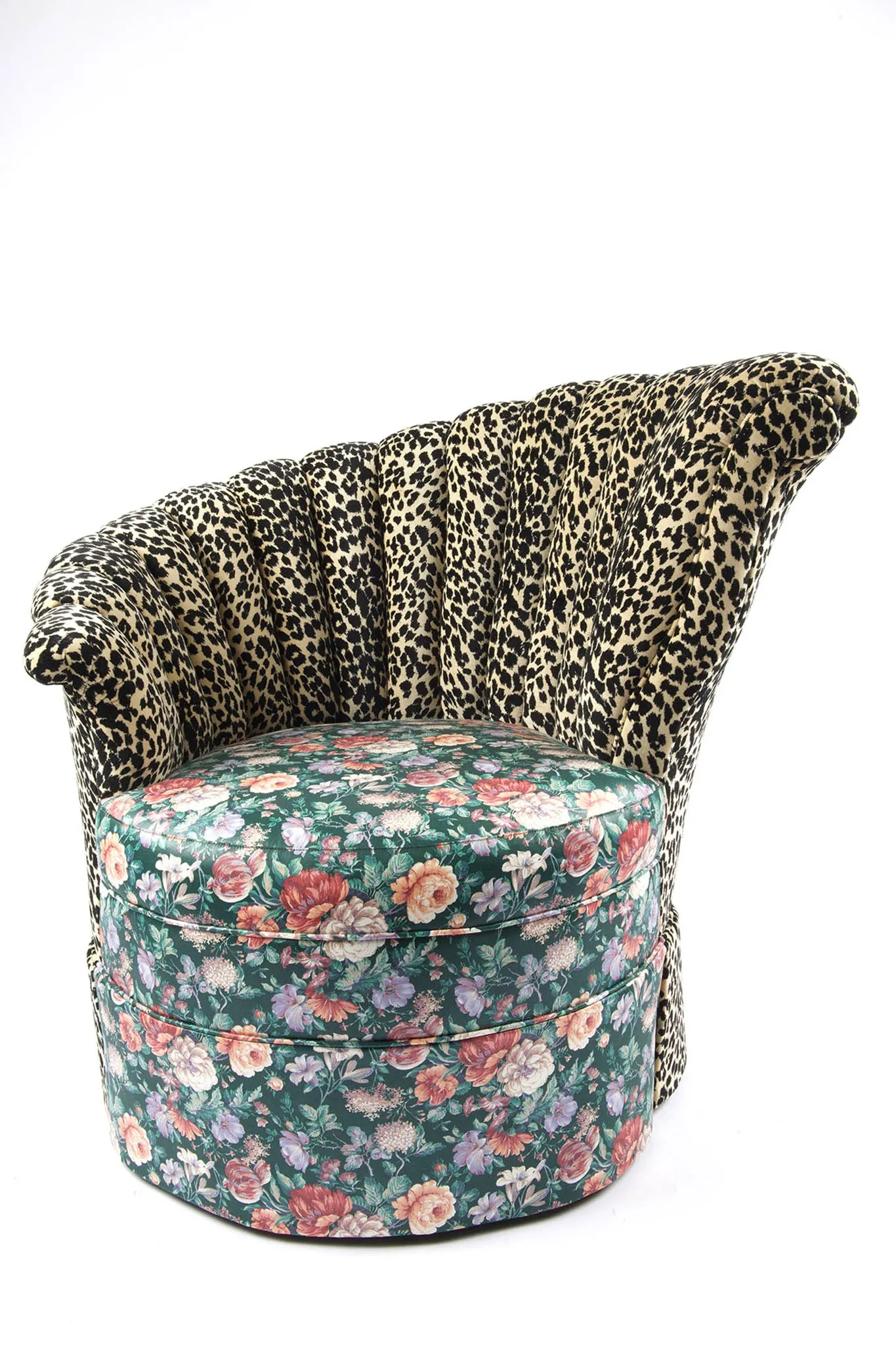 Nautilus Chair in Floral and Leopard Velvet Fabric