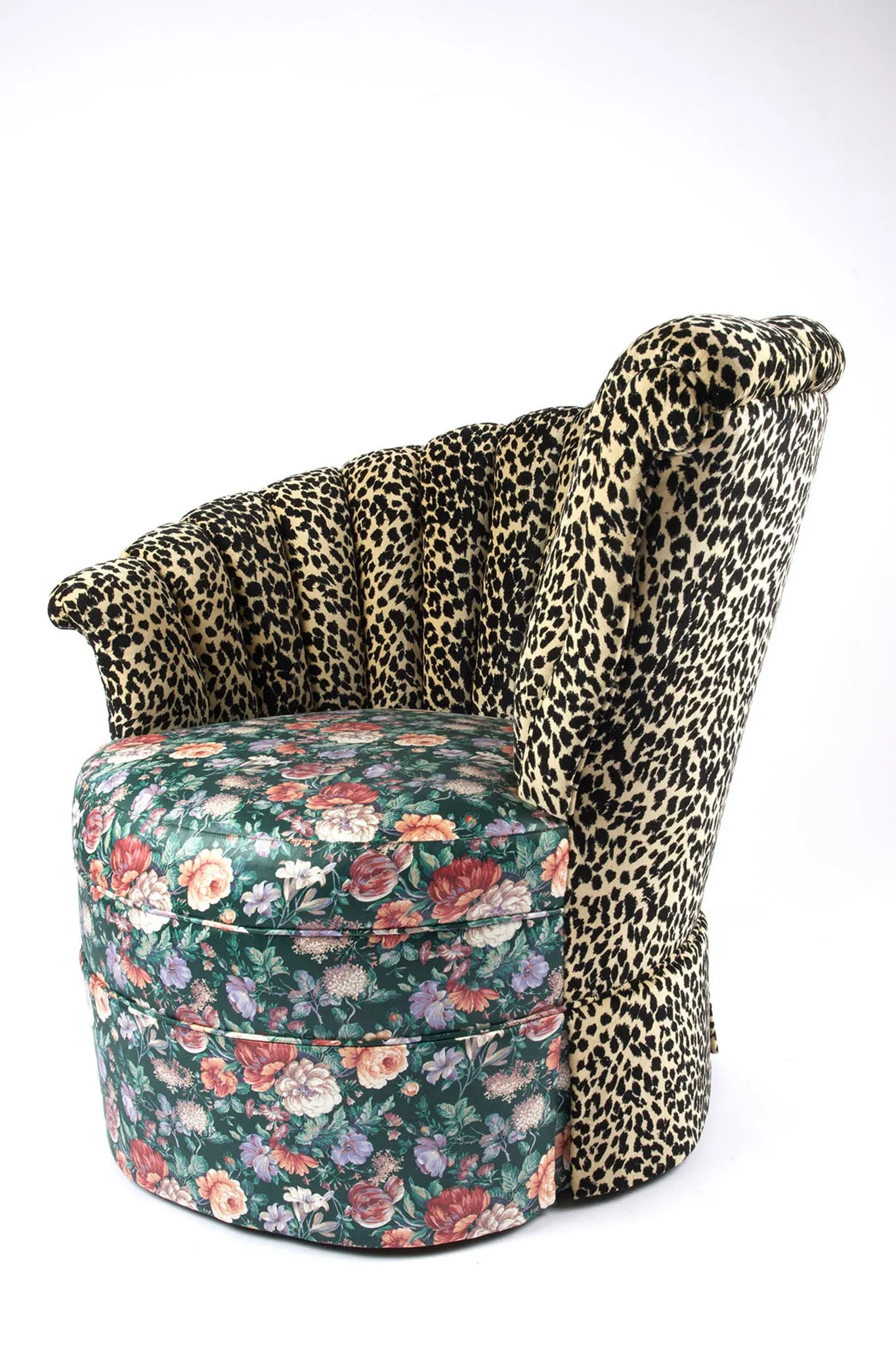 Nautilus Chair in Floral and Leopard Velvet Fabric