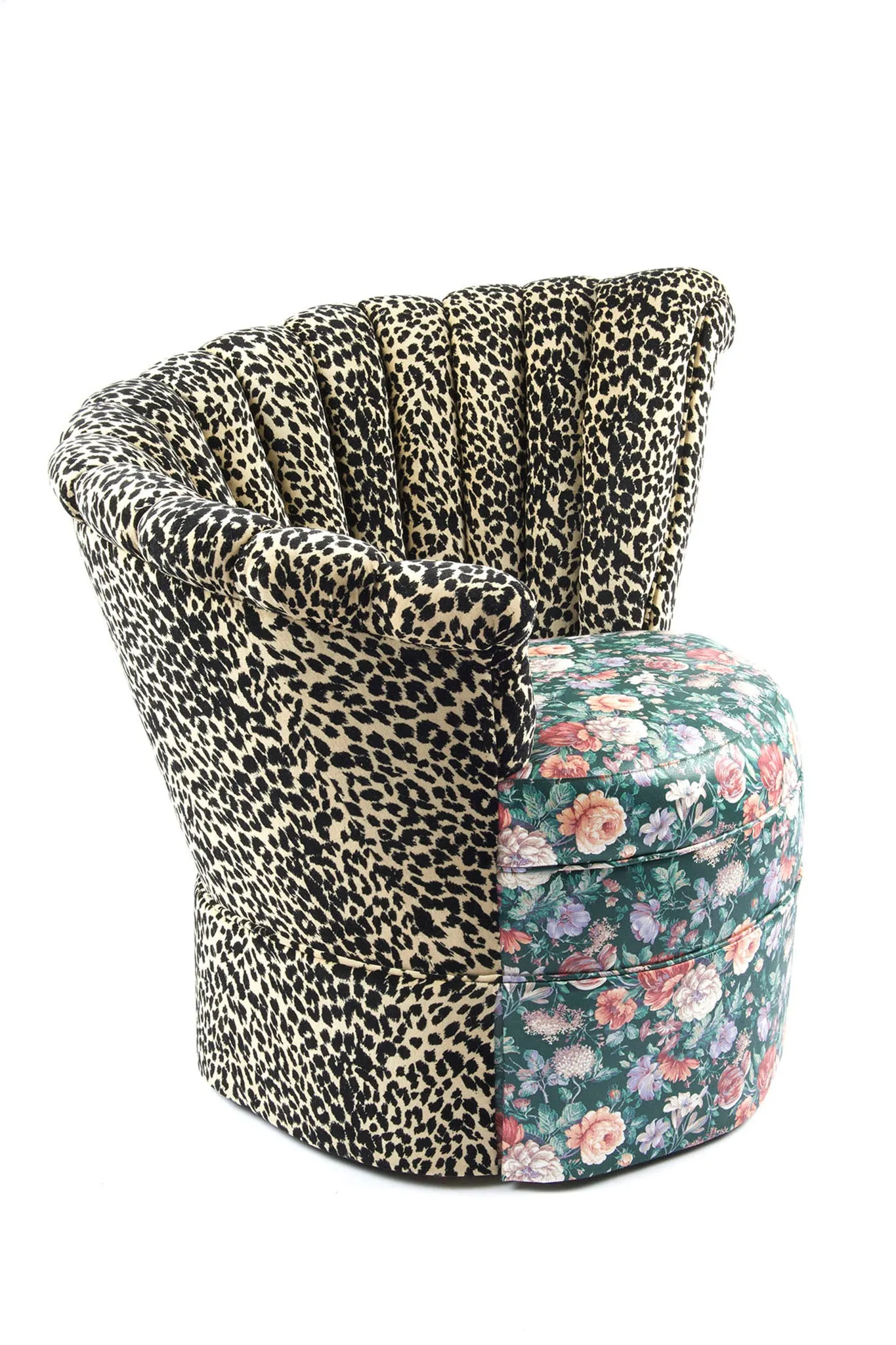 Nautilus Chair in Floral and Leopard Velvet Fabric