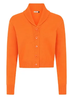 Orange Shawl Collar Vintage Look Cardigan