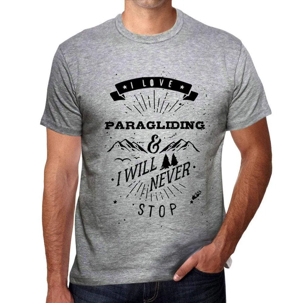 'PARAGLIDING, I love extreme sport, Grey, Men's Short Sleeve Round Neck T-shirt 00293