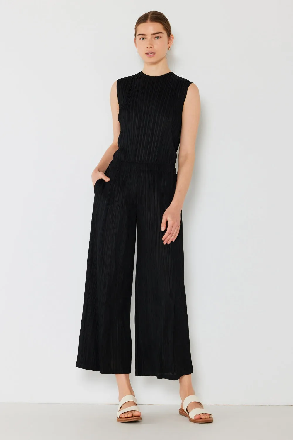 Pleated Wide-Leg Pants with Side Pleat Detail