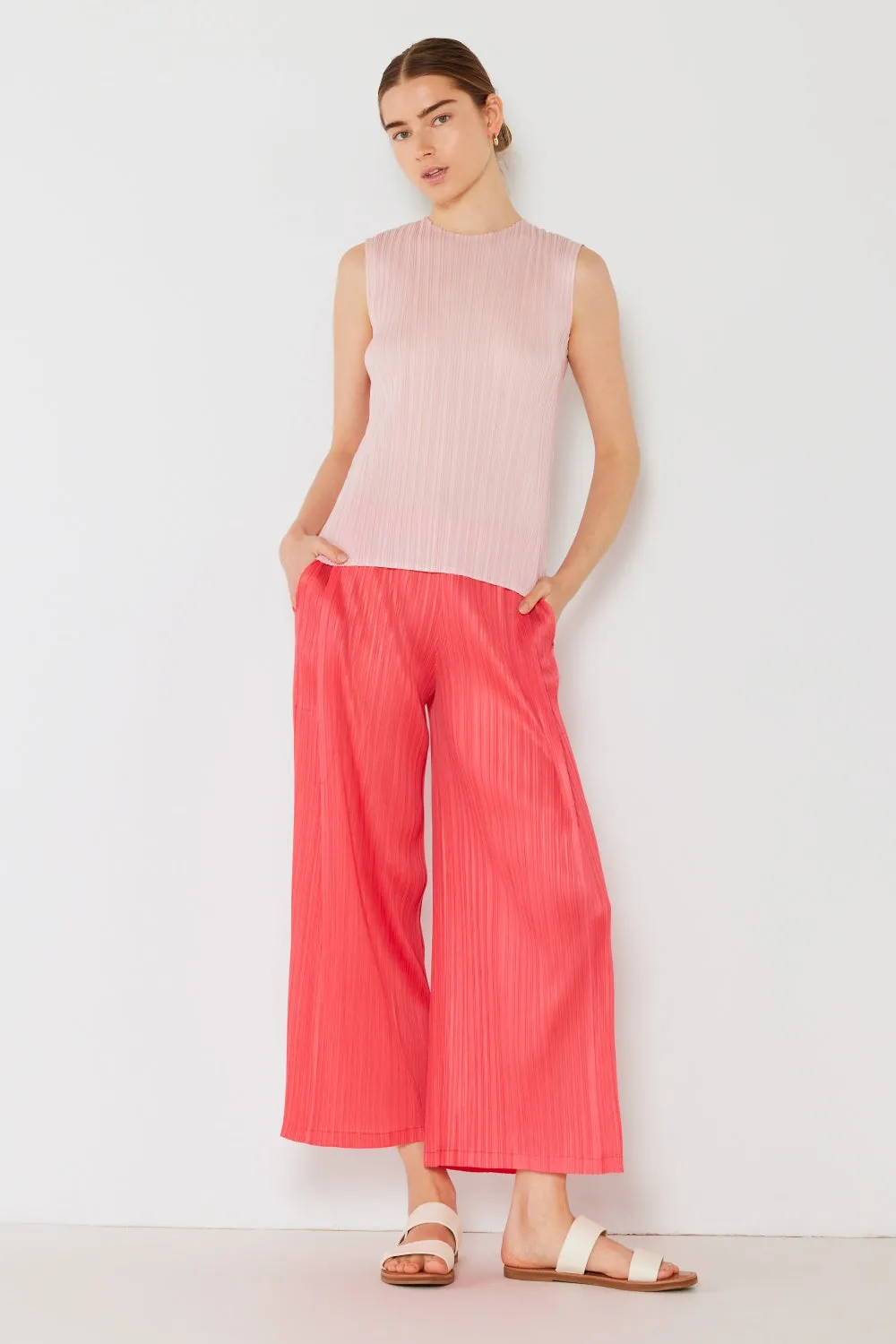 Pleated Wide-Leg Pants with Side Pleat Detail