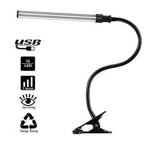 PULNDA LED DESK LAMP, EYE-CARING LED LIGHT TABLE LAMP, ENERGY-SAVING CLIP USB DESK LAMP(CLIP-ON READING LIGHT, TASK LIGHTING, 2-LEVEL BRIGHTNESS, USB CORD INCLUDED, DAYLIGHT WHITE)