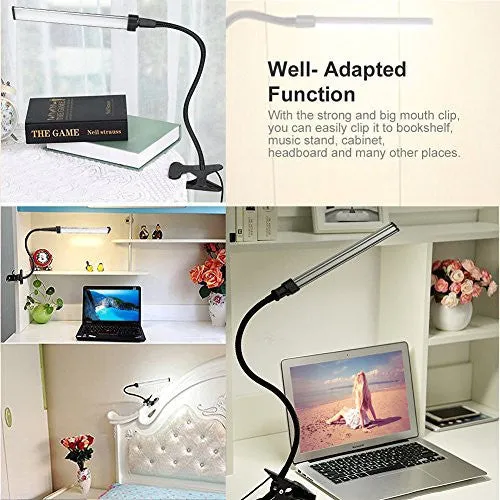 PULNDA LED DESK LAMP, EYE-CARING LED LIGHT TABLE LAMP, ENERGY-SAVING CLIP USB DESK LAMP(CLIP-ON READING LIGHT, TASK LIGHTING, 2-LEVEL BRIGHTNESS, USB CORD INCLUDED, DAYLIGHT WHITE)