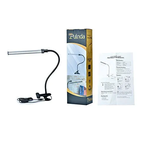 PULNDA LED DESK LAMP, EYE-CARING LED LIGHT TABLE LAMP, ENERGY-SAVING CLIP USB DESK LAMP(CLIP-ON READING LIGHT, TASK LIGHTING, 2-LEVEL BRIGHTNESS, USB CORD INCLUDED, DAYLIGHT WHITE)