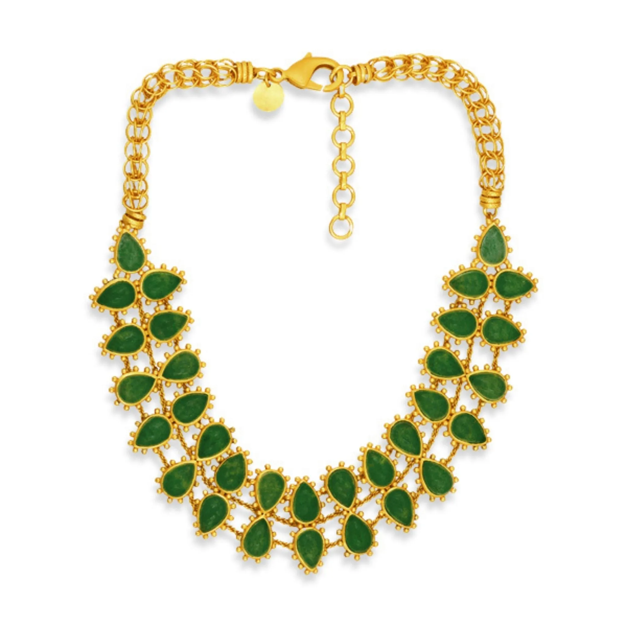 Rio Collar Necklace - Green Strawberry Quartz