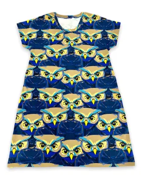 Size Large Ladies Lounge Dress Blue Owls