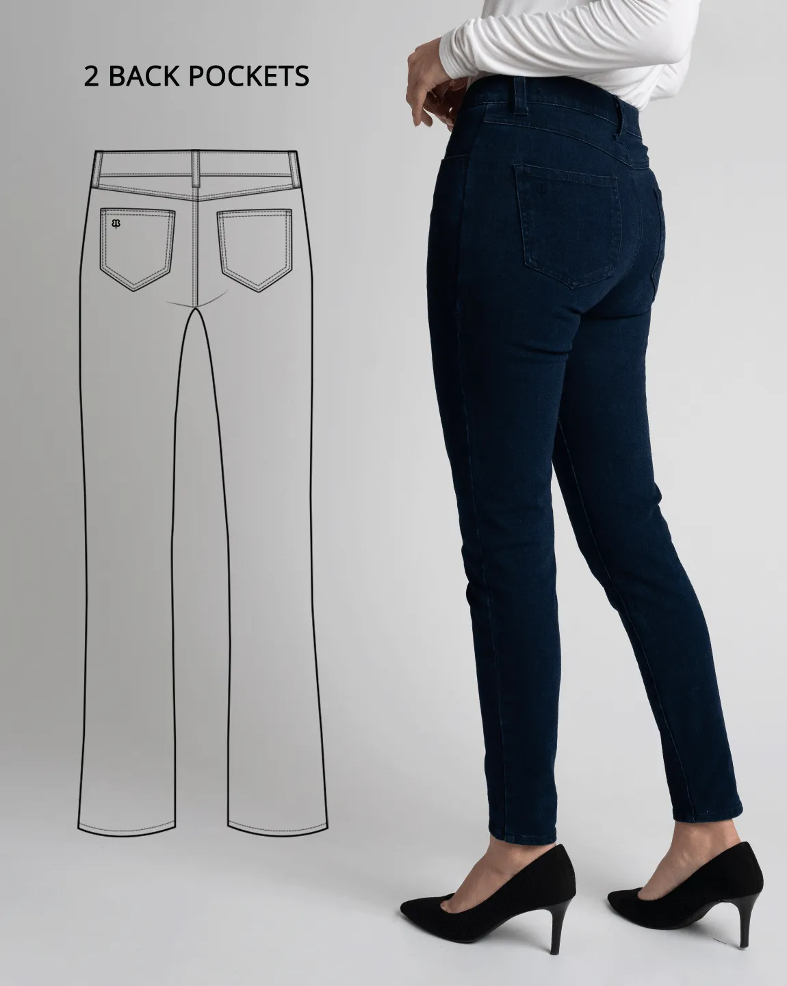 Skinny-Leg | 4-Pocket Betabrand Yoga Denim (Dark Indigo)