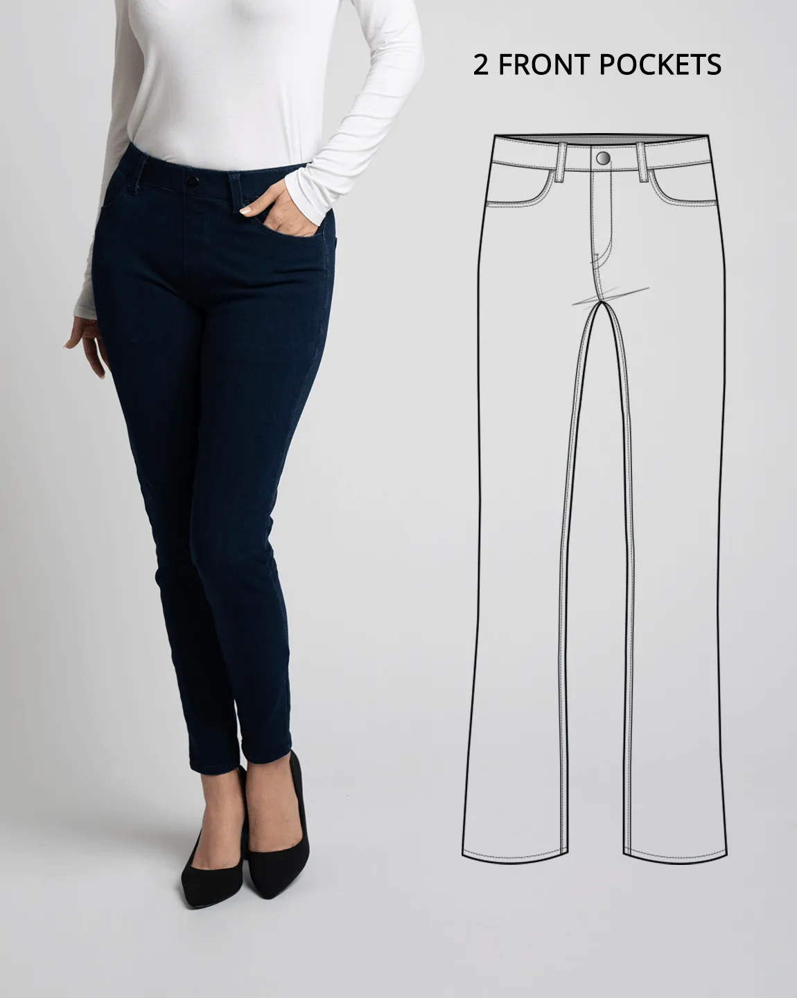 Skinny-Leg | 4-Pocket Betabrand Yoga Denim (Dark Indigo)